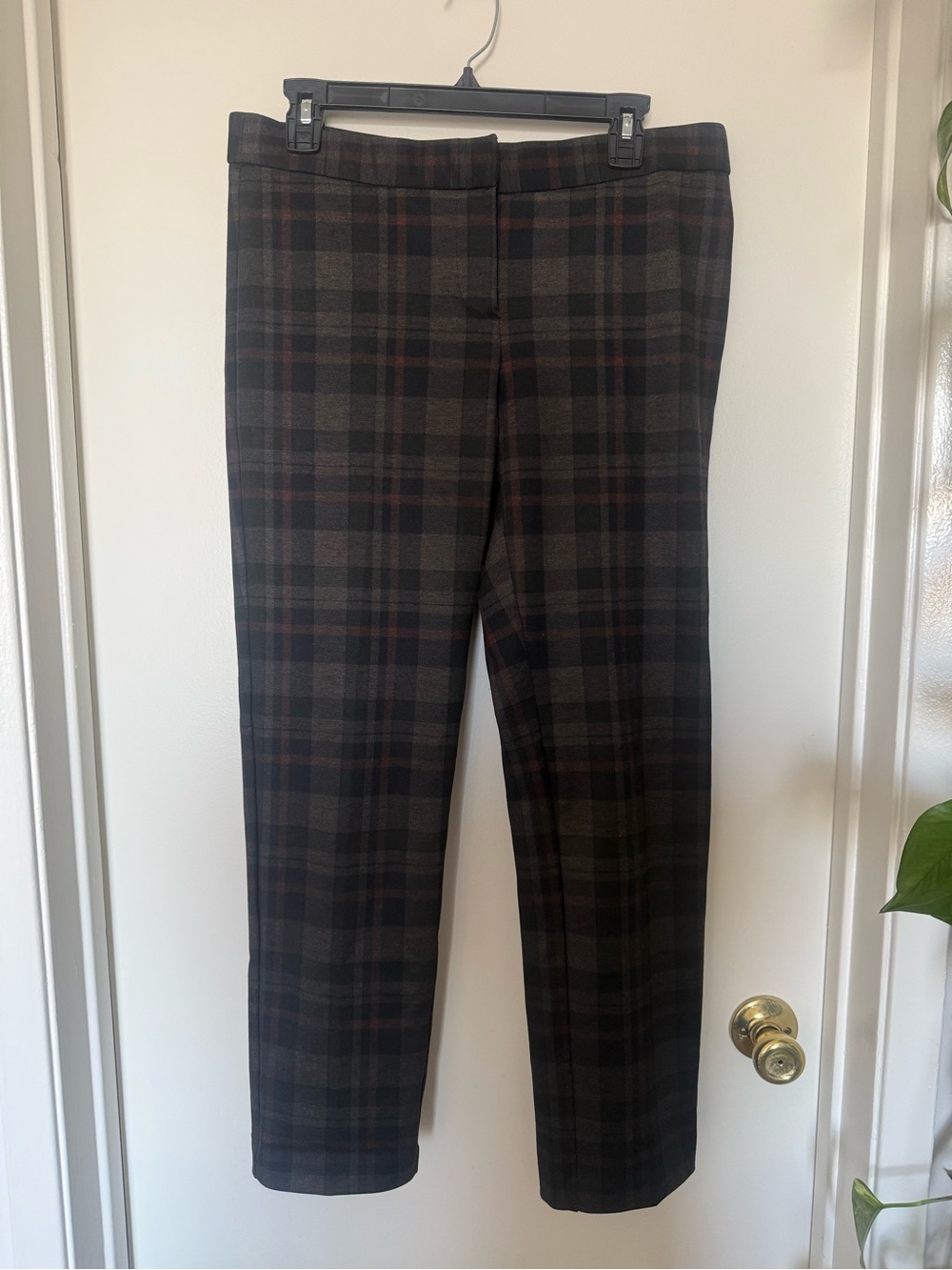 Amanda & Chelsea Amanda Plaid Cropped Trousers Pants Size 8 Black Brown